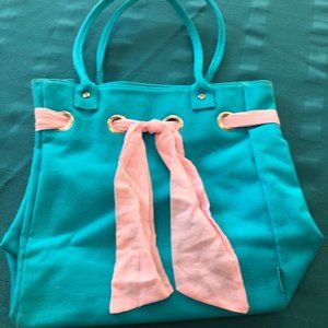 Ralph Lauren Turquoise Canvas Tote Bag